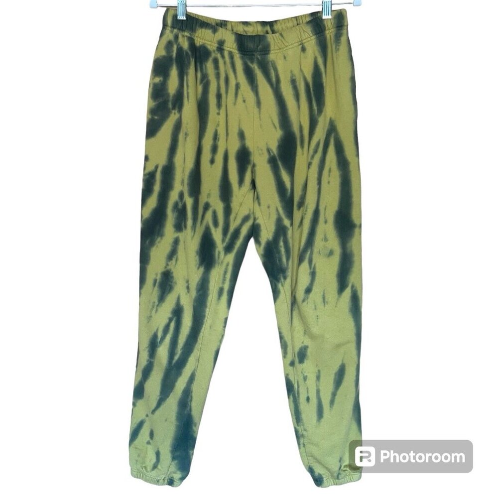 Good American Boyfriend Hunter Tie Dye Sweat Pants Yellow Teal Sz M Joggers